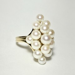 Ming’s Honolulu 14K Yellow Gold 4–5mm Akoya Pearl Cluster Size 5 Ring 4.7g
