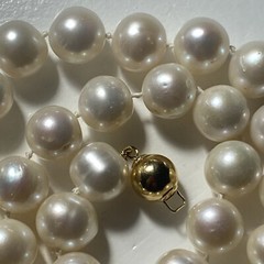 Necklace Cultured Pearl 14k 9mm Ball Clasp Big Pearls 10mm To 11mm Big Pearls