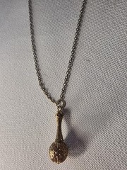 Gold Plated Victorian Filigree Bead Drop Necklace Vintage Cable Chain Old Stock