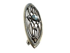 Symmetalic Sterling Silver and 1/20th 14k Gold Blue Topaz Pin Brooch 4g 45mm