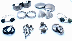 Lot 10 Vtg Silvertone 1980s 1990s Hoop Stud Dangle Earrings, Cute Dolphins