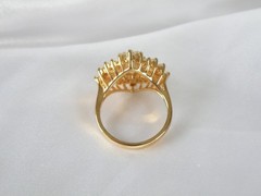 Vintage Sterling Silver 925 Yellow Gold over CZ Baguette Starburst Ring Size 9