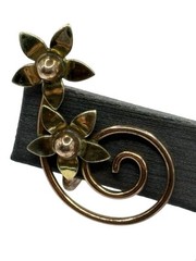 VTG Sterling Silver 925 Floral Ear Climber Swirl Earrings Gold Plated Clip On