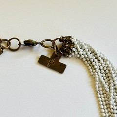 Modernist Ball chain multi Scoop Necklace VTG Distressed Designer AKS Statement