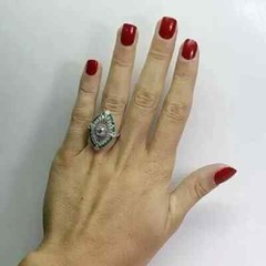 3.2Ct Art Deco Style Round Lab Created Diamond Engagement 14K White Gold FN Ring