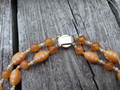 VTG 1960’s Costume Necklace 2 Strand Floral Beaded Metal Safety Latch Hong Kong