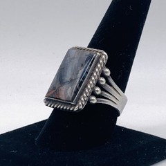 Vintage Sterling Silver Agate Signet Ring Size 9.75