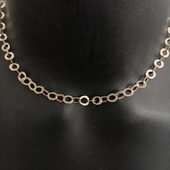 Sterling Silver Chain Necklace Handmade Flatt Hammered Rolo Unique Collar VTG