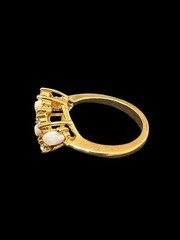 Uncas Vintage Ring 1960s Gold Tone Costume Cocktail Faux Navette Opals Clear