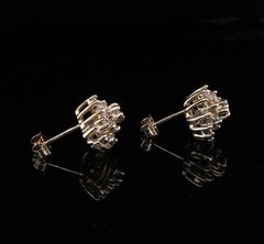 One Pair of 14K Gold 0.80cttw Diamond Set Cluster Earrings Val $4315