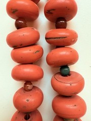 Vintage Nepal Sherpa Coral Glass Bead Necklace (2970)