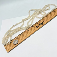 58 Inch Long Vintage White & Smoky Quartz Stone Bead Necklace