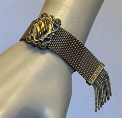 Victorian Revival Mesh Slide Tassel Fringe Bracelet Adjustable Clasp Fits All