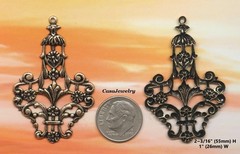 #1749 ANTIQUED GOLD DAPPED OPEN FILIGREE W/TOP HANG RING – 2 Pcs
