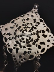 Vtg Francois Pendant Brooch Gold Tone Flowers Leaves Statement Dangle Chain