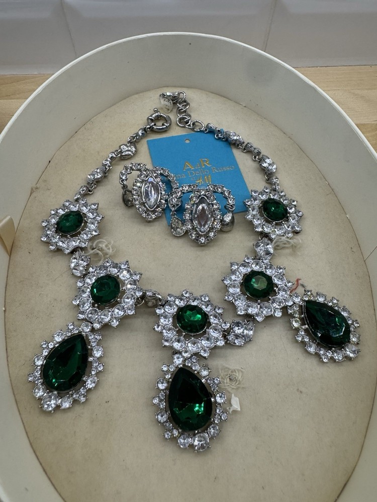 AdR Anna Della Russo X H&M Necklace Green Stones Rare Y2K Vintage With Box