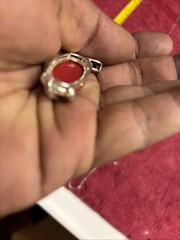 Vintage Red Jasper?sterling Silver 925 Pendant & Sterling 925 Large Chain Italy
