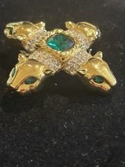 VTG Jackie Collins Maltese Cross Panther Brooch Signed