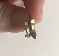 Miniature Butterfly Pin Gold Metal Gems White Green C Clasp .5 an Inch Width