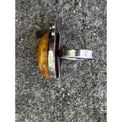 VTG Butterscotch Baltic Amber Ring SS 875 Egg Yolk Amber Oval Cocktail Ring 8