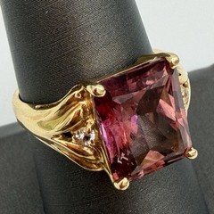 Vtg Solid 14k Yellow Gold Over 6 Carat Pink Topaz Ring Designer John C Rinker