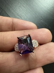 585 14K RG Stamped Rose Gold Indigo Crystal Floral Gem Size 7 Ring