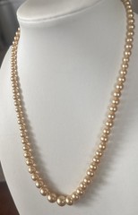 Vintage Champagne Graduated Pearl Necklace 16” Classic Elegant Clasp