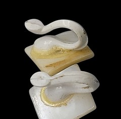 MOP Lucite Cameo Tension Paddle Clip On Earrings Mother Of Pearl Vtg Black White