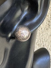 Vinyage Button Etched Domed Round Sterling Silver 925 Earrings #6