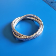 Expandable OMEGA SNAKE Stretch Double Bangle Bracelet Sterling Silver Signed