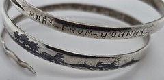 Antique Middle Eastern Niello Coiled Snake Silver Bracelet