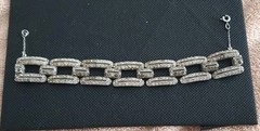Antique Art Deco Pot Metal Paste Rhodium Plated Bracelet & Safety Chain 1920s