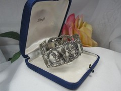 Vintage European Sterling Silver Story-Telling Panel Bracelet
