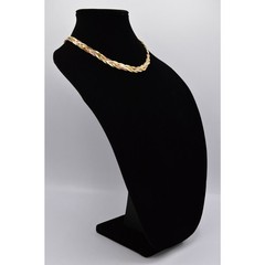 Vintage Multi-Chain Necklace Silver Gold Bronze Braided Chain NOS 1980s Bin3A