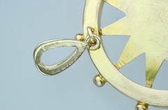 Fine Antique Victorian 15K Gold Red Paste Cabochon Nautical Compass Sun Pendant