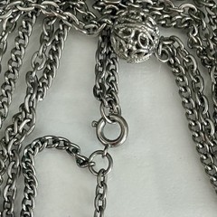 Vintage Silver Tone Multi Strand Filigree Bead Stations Chain Necklace 53” Long