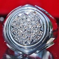 14k white gold ring 1.00ct natural diamond sz 10.5 vintage handmade 17.75g Gab5