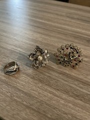 LOT OF 3 VINTAGE COSTUME JEWELRY RINGS Beautiful Unique 2 With Bands Fits All
