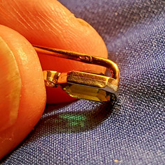 EARTH MINED Demantoid Deco Original Gatsby era Antique Platinum 14K Pin Signed