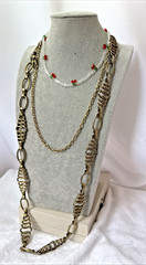 VTG brutalist chunky chain glass 70s 80s gold Necklaces STACK Lot -1 signed Avon