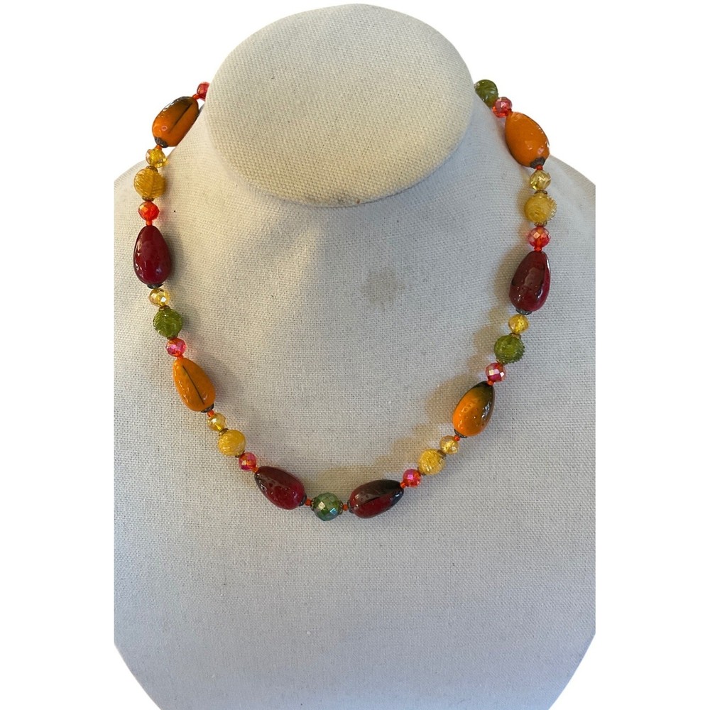 Vintage West Germany Art Glass Jewelry Set Autumnal Mid Century Retro Bohemian