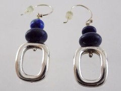 Sterling Silver Lapis Lazuli Beaded Dangling Hook Earrings 925 THAILAND 2.25 In
