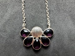 7.15g Vintage Sterling Silver 925 Purple Teardrop Pendant Necklace 21 in M