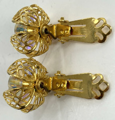 Juliana Delizza Elster Gold Tone Topaz Margarita Navette Brooch Earring Set