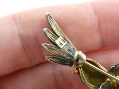 Italian Alioto Adriana Gilt 800 Silver Enameled Hummingbird Pin Brooch 5g 45mm