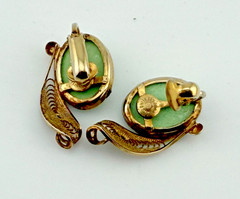 Vintage Designer Sorrento Sterling 925 Silver Green Turquoise Clip On Earrings