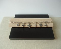 VTG Sterling Silver Religious Cross Double Sided Charm Oval Link Chain Bracelet