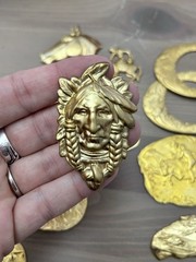 Vintage Brass Stampings Findings Pendant Pin Jewelry Making Horse Dog Western
