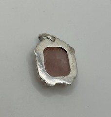 Vintage Faux Pink Stone Silver Pendant Jewelry Estate Find
