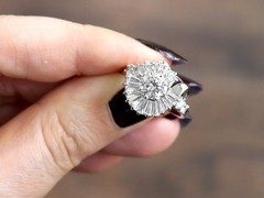 Antique Art Deco 2.48Ct Diamond and 18k White Gold Cocktail Ring Circa 1935